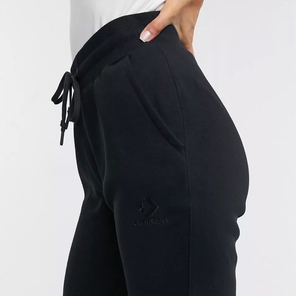 Convere High Waisted Slim Fit Black Sweatpants - Picture 1 of 12